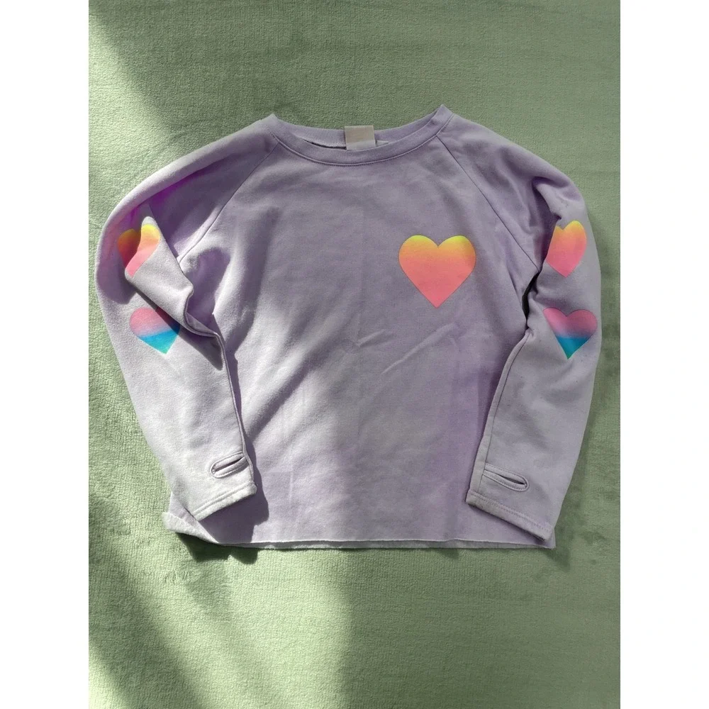 Firehouse Sweatshirt Pants Set Girls Size L Purple Rainbow Heart Made in USA